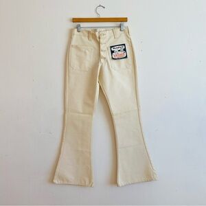 Vintage 70s Bell Bottom Jeans Cream Flare Pants Sealeggers 30x32 NWT NOS